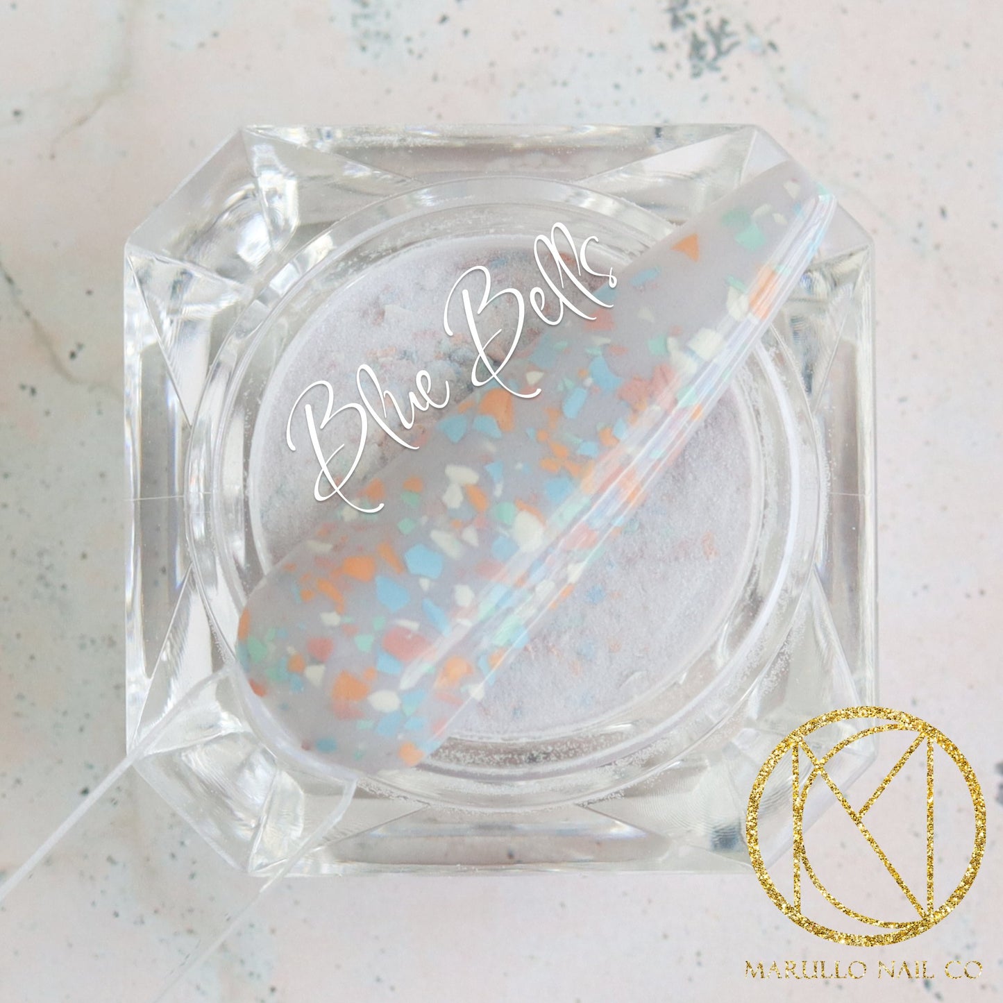 Blue Bells blue terrazzo nail dip powder by Marullo Nail Co