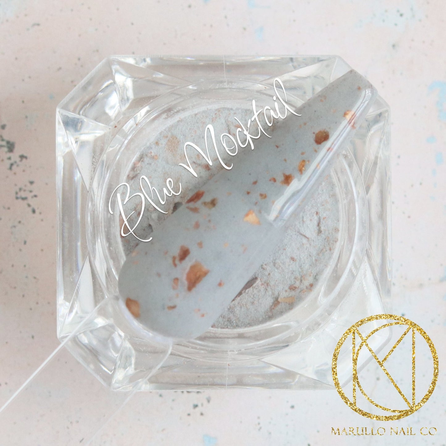 Blue Mocktail blue flake nail dip powder by Marullo Nail Co