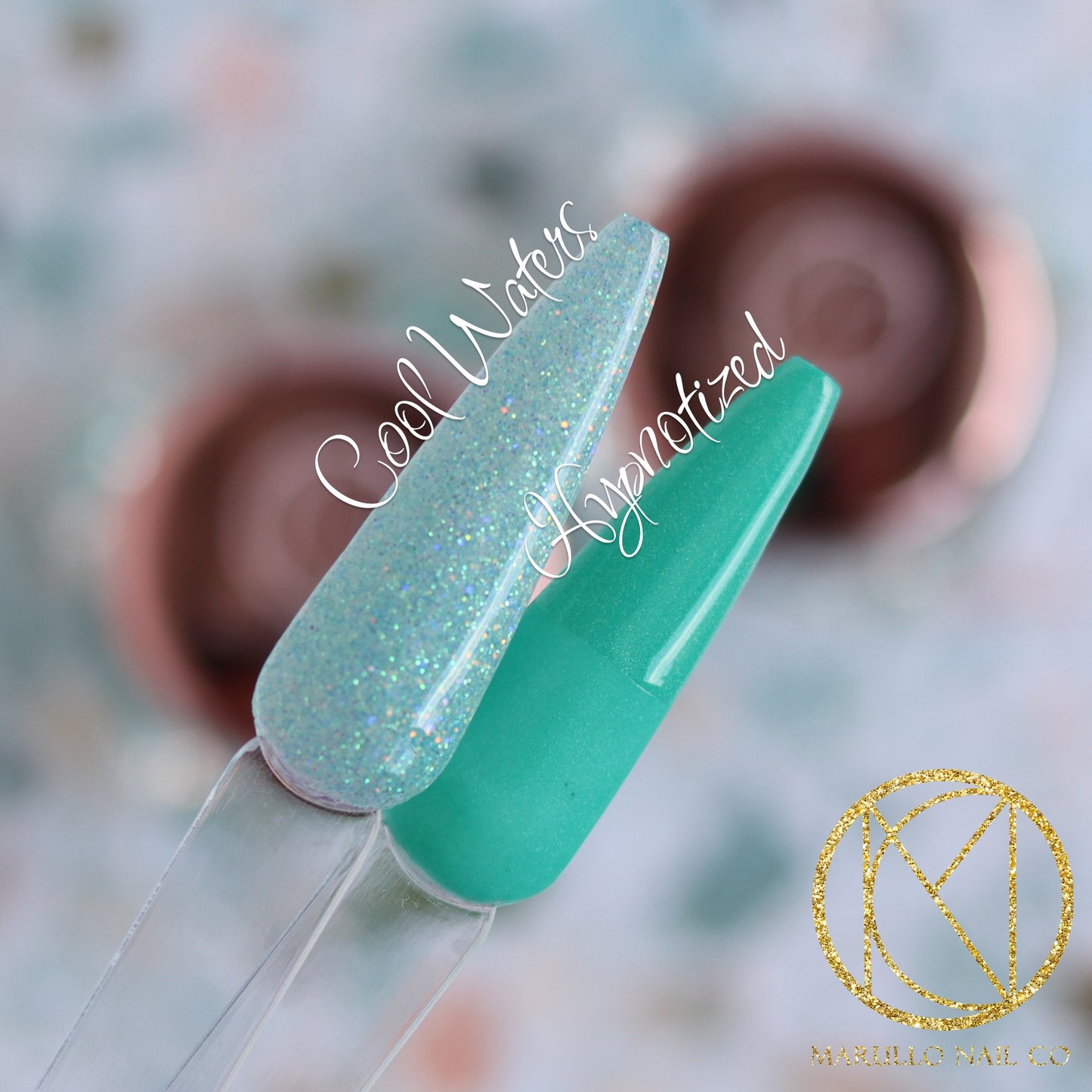 Cool Waters blue glitter nail dip powder by Marullo Nail Co