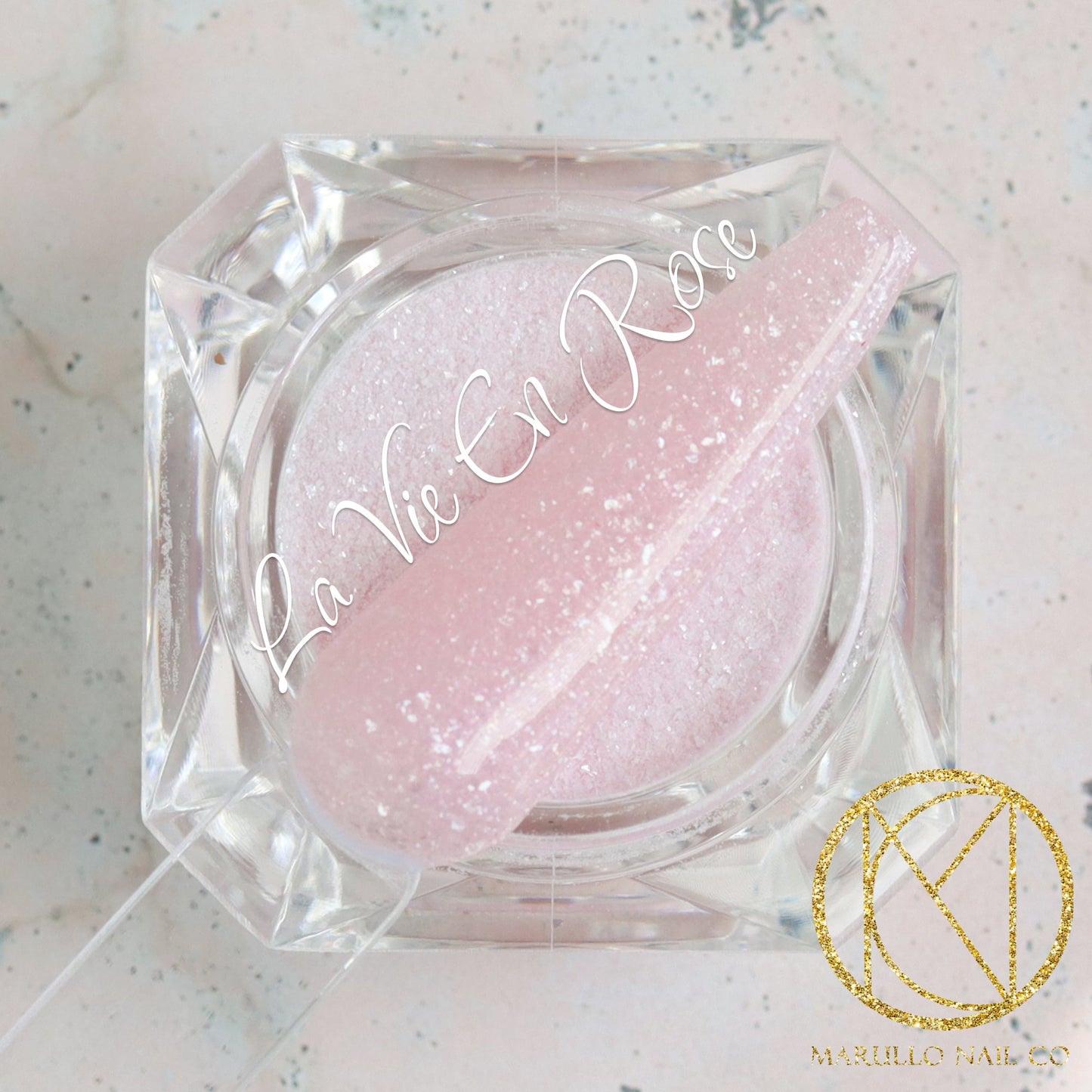La Vie En Rose pink shimmer nail dip powder by Marullo Nail Co