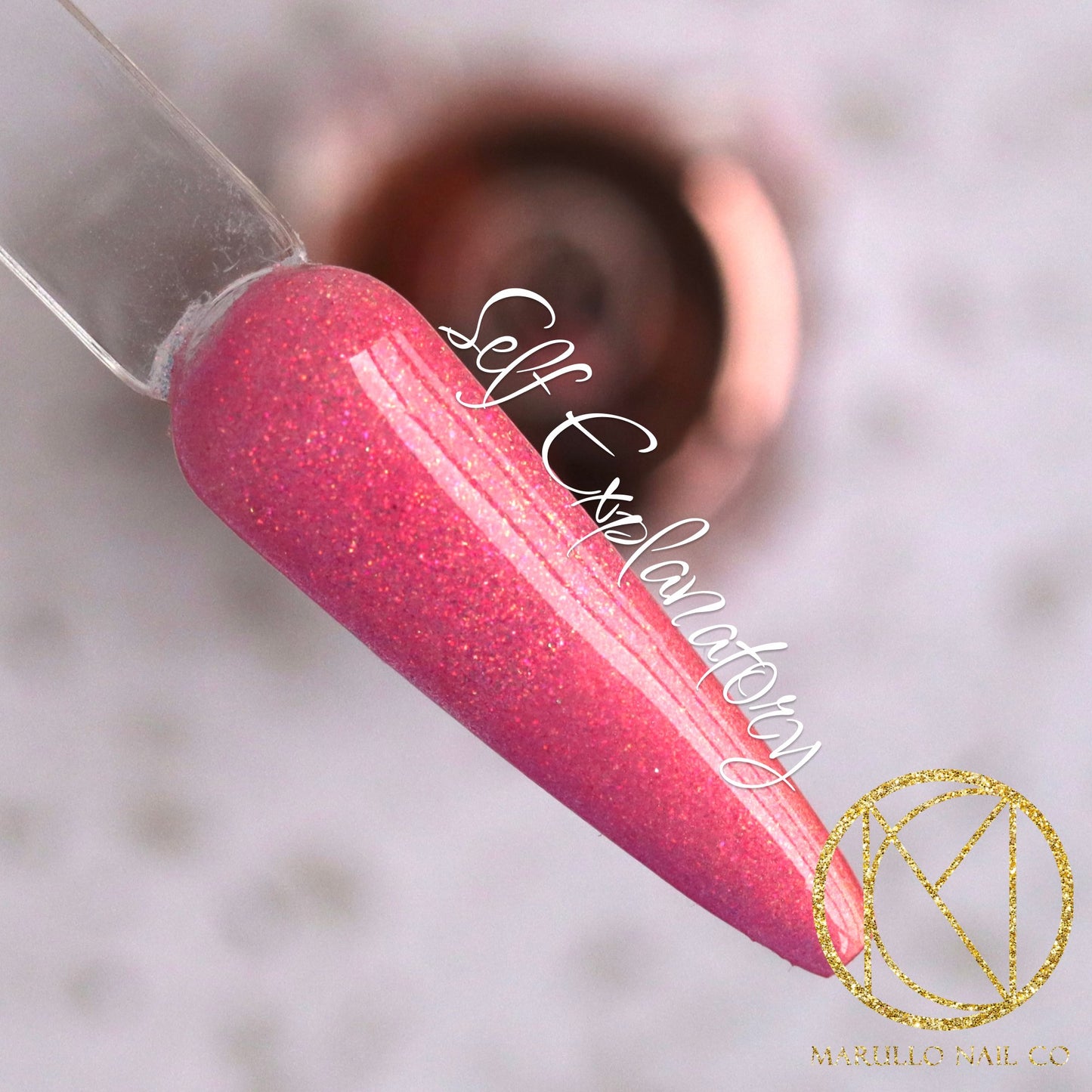 Self Explanatory pink shimmer nail dip powder by Marullo Nail Co