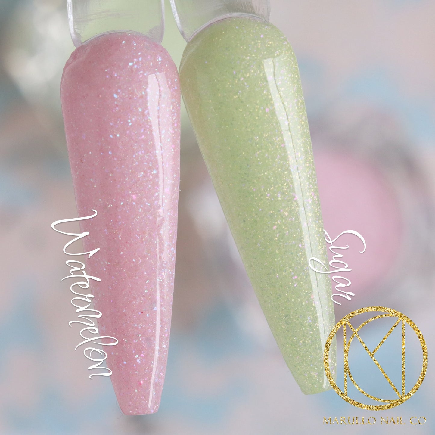 Sugar green shimmer nail dip powder by Marullo Nail Co