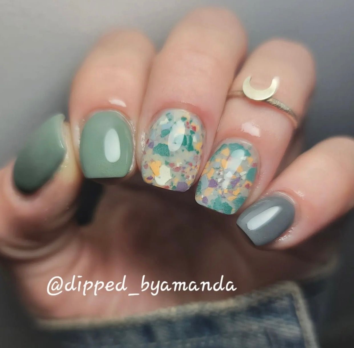 Arista neutral terrazzo nail dip powder by Marullo Nail Co