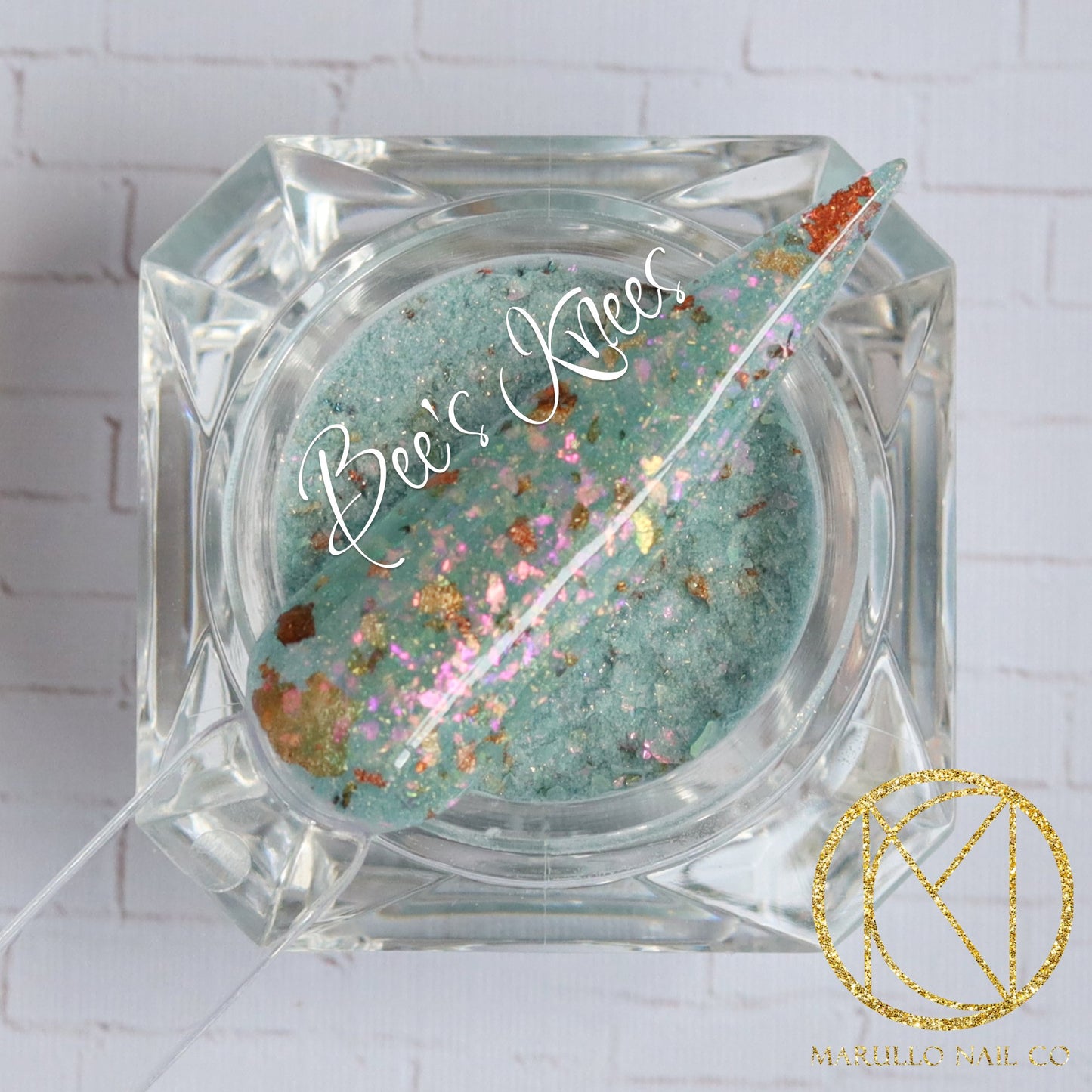 Bee's Knees blue flake nail dip powder by Marullo Nail Co