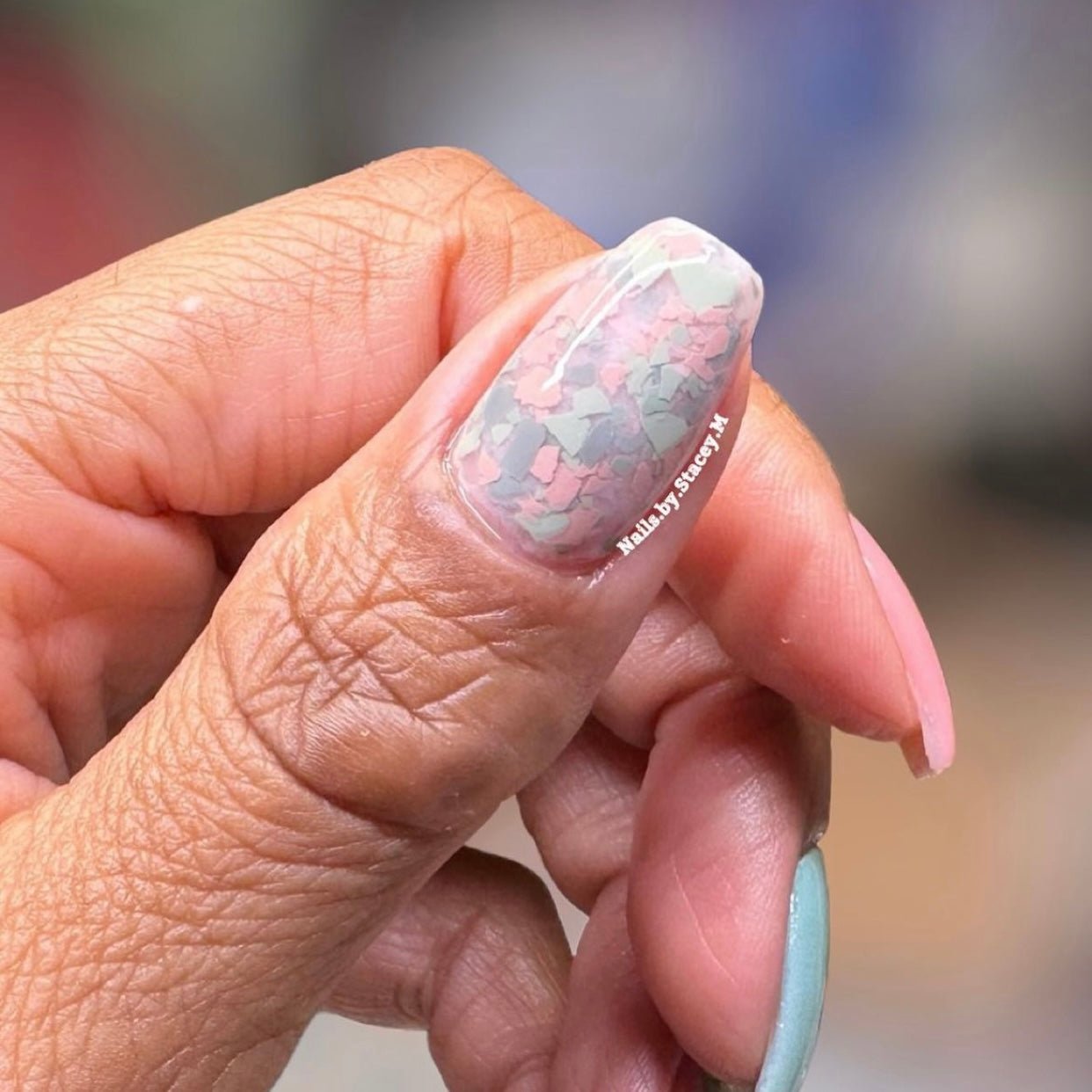 Cactus Camo white terrazzo nail dip powder by Marullo Nail Co