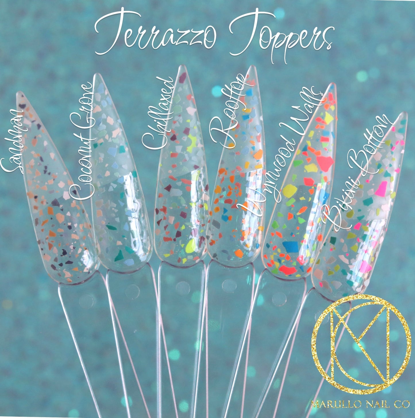 Chillaxed- Terrazzo Topper terrazzo topper nail dip powder by Marullo Nail Co