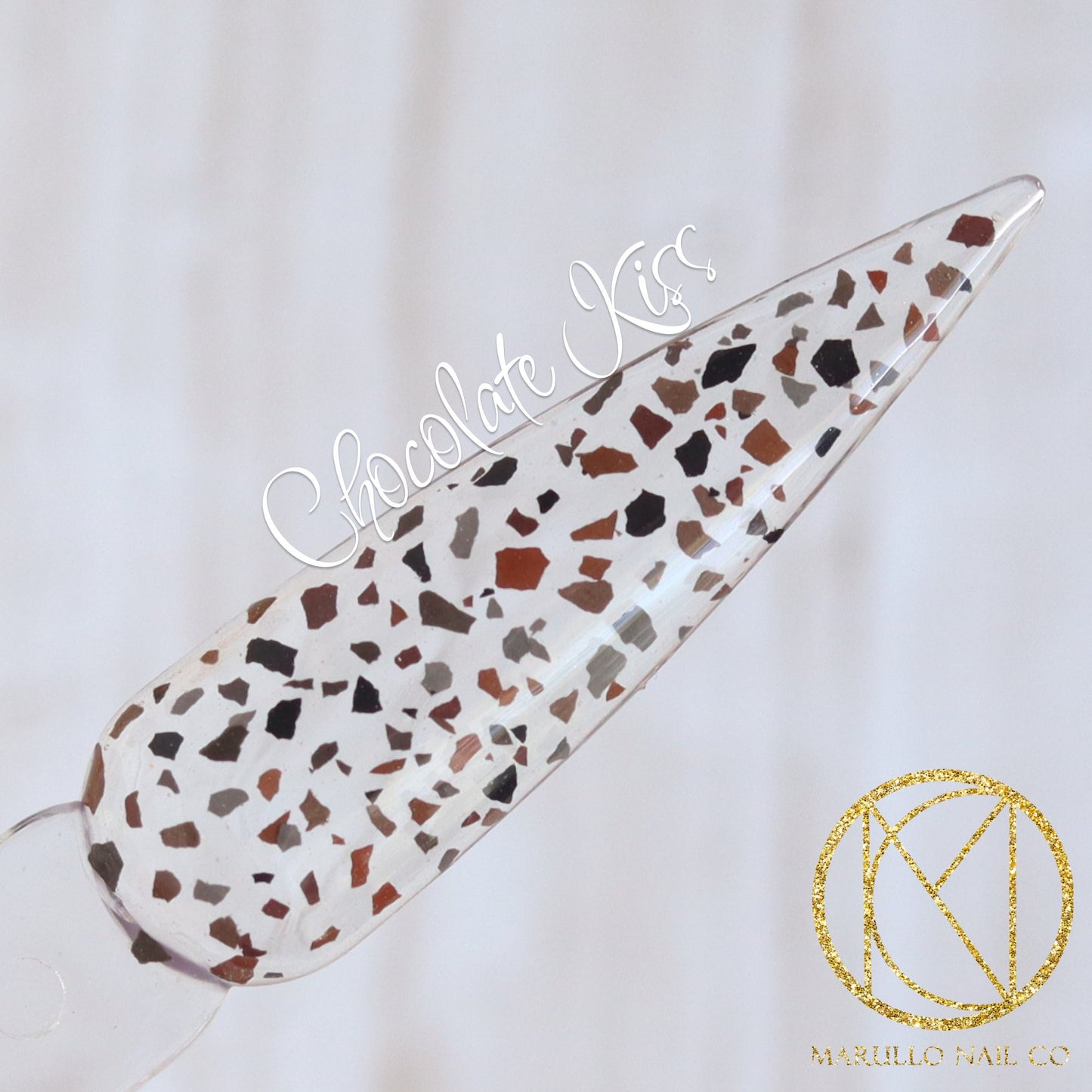 Chocolate Kiss- Terrazzo Topper terrazzo topper nail dip powder by Marullo Nail Co