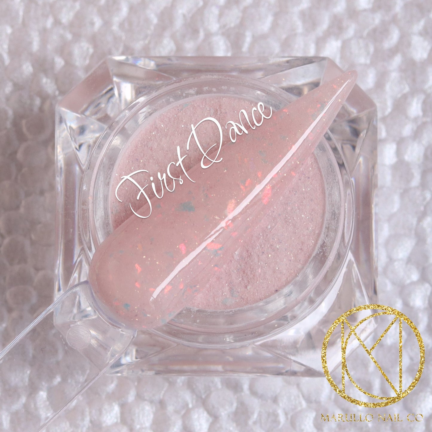 First Dance pink flake nail dip powder by Marullo Nail Co