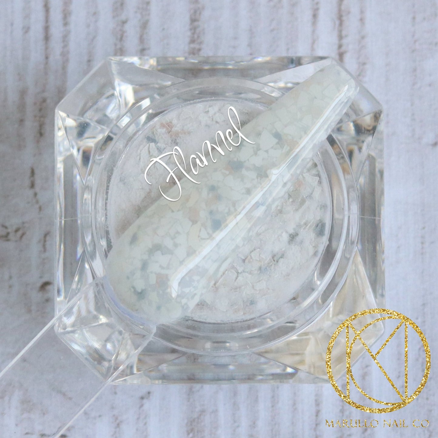 Flannel white terrazzo nail dip powder by Marullo Nail Co