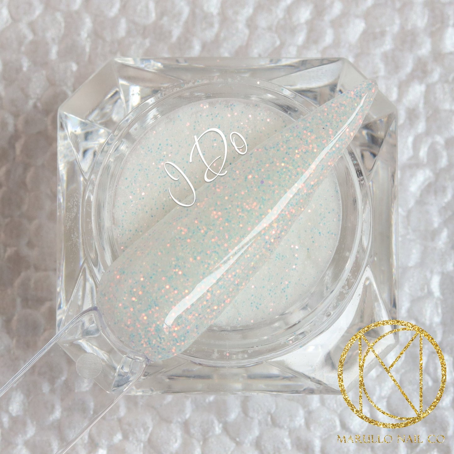 I Do white glitter nail dip powder by Marullo Nail Co