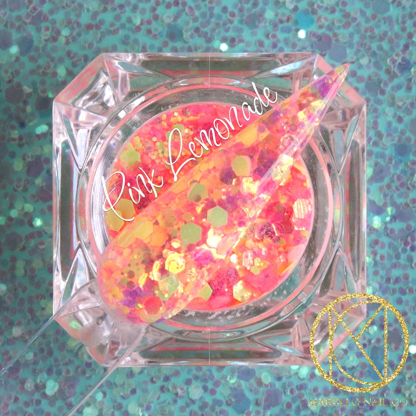 Pink Lemonade pink glitter nail dip powder by Marullo Nail Co