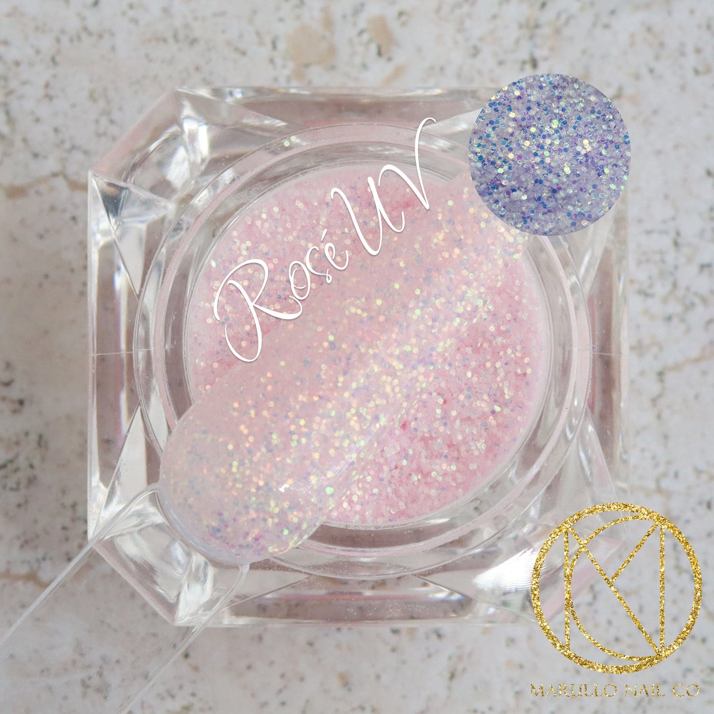 Rosé (UV) pink uv glitter nail dip powder by Marullo Nail Co