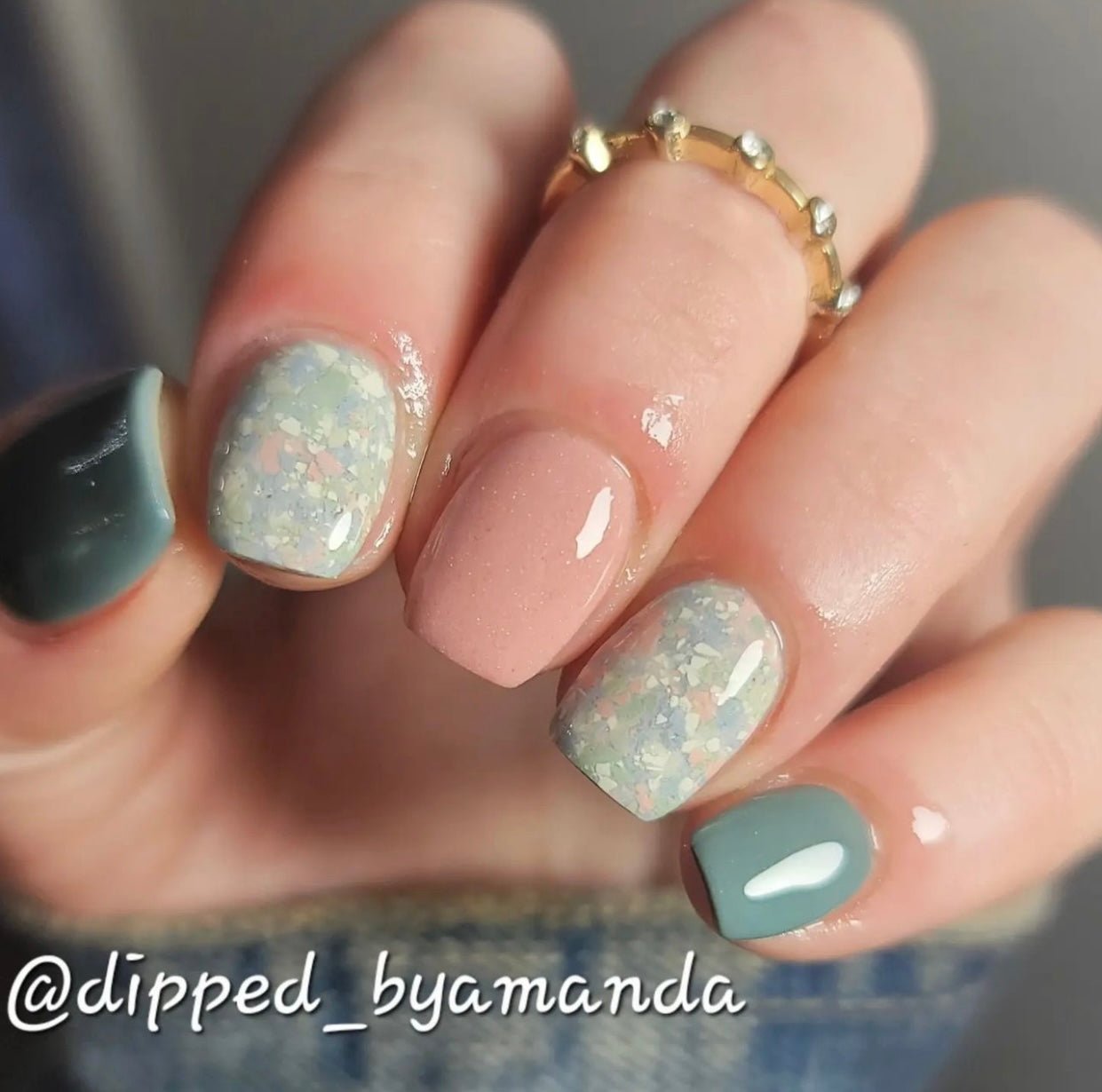 Soft Camo white terrazzo nail dip powder by Marullo Nail Co