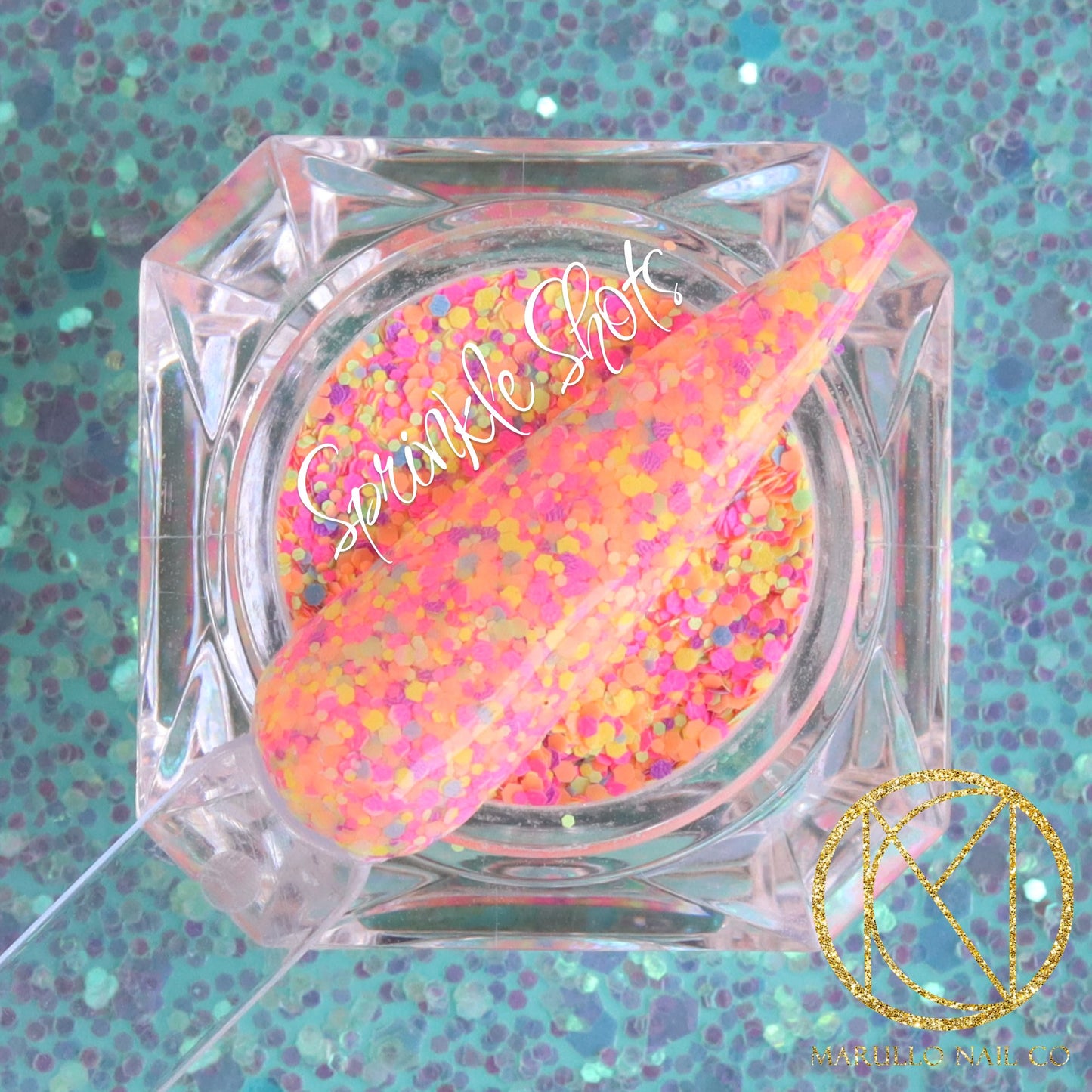 Sprinkle Shots neon glitter nail dip powder by Marullo Nail Co
