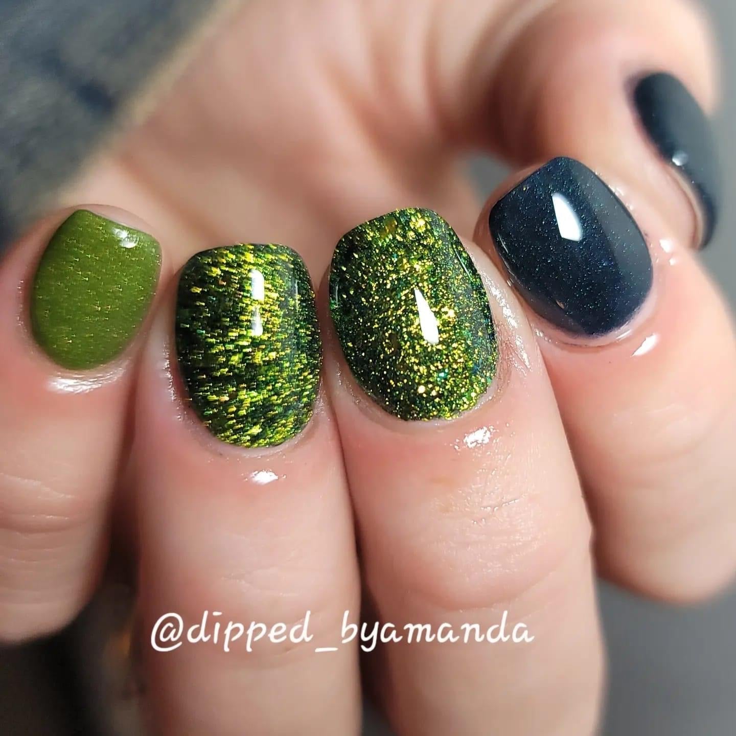 Unbeleafable green shimmer nail dip powder by Marullo Nail Co