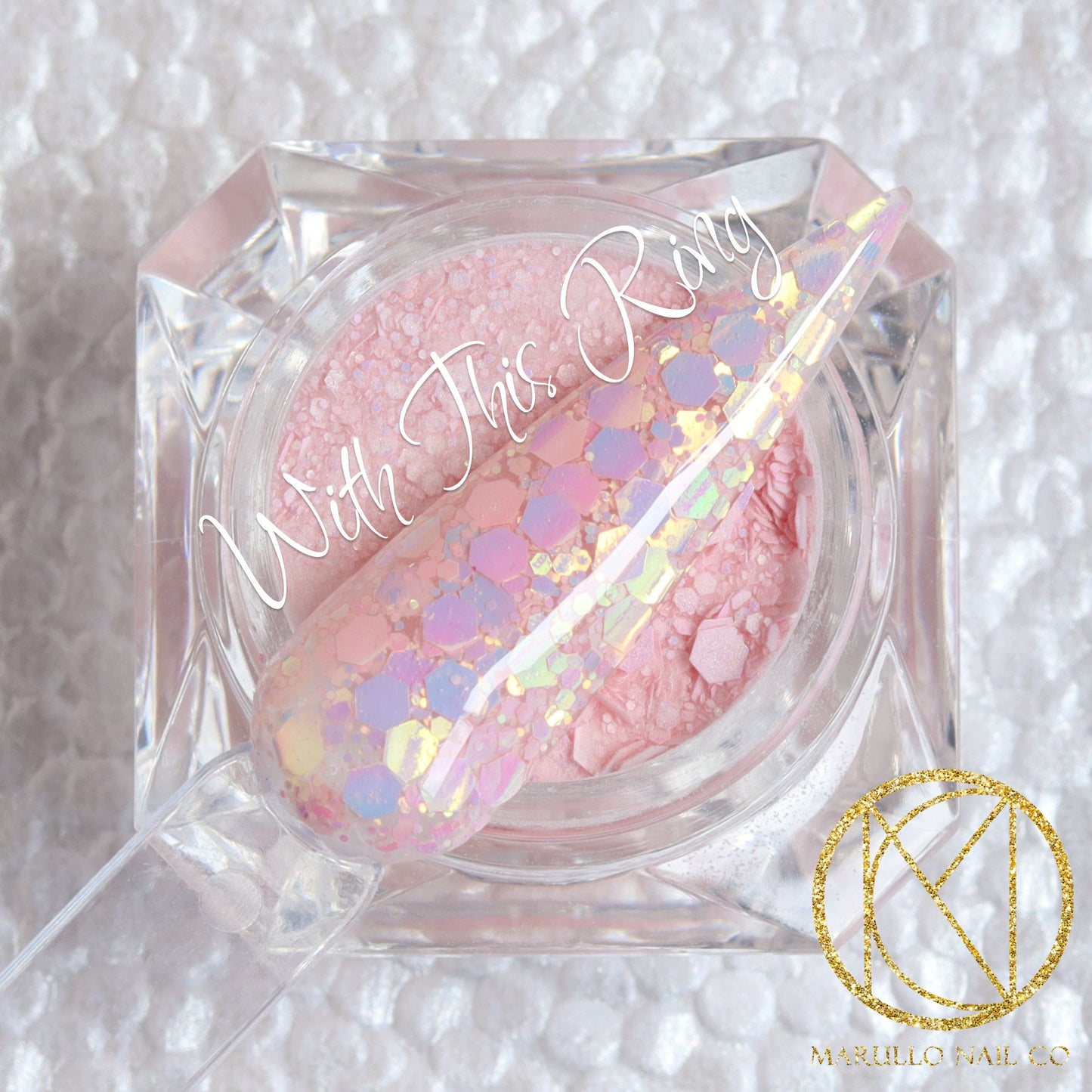 With This Ring pink glitter nail dip powder by Marullo Nail Co