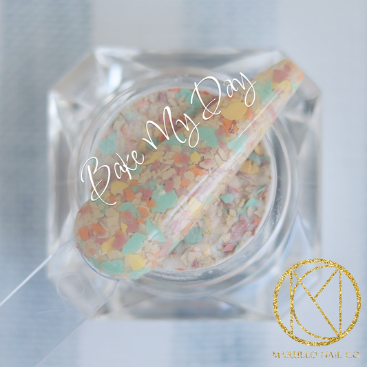 Bake My Day Nail Dip Powder – White terrazzo | Marullo Nail Co